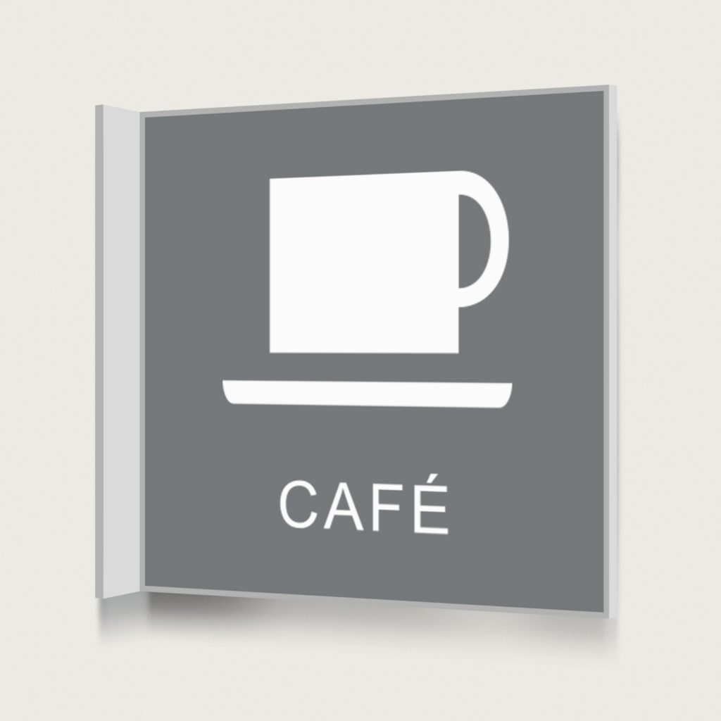 Flaggskylt Café Grå 150 x 150 mm