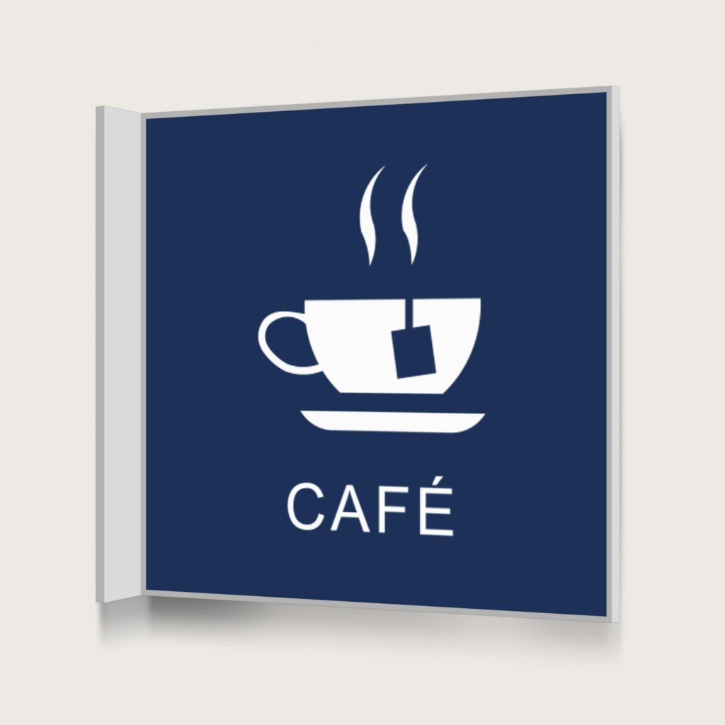 Flaggskylt Café 2 Mörkblå 150 x 150 mm