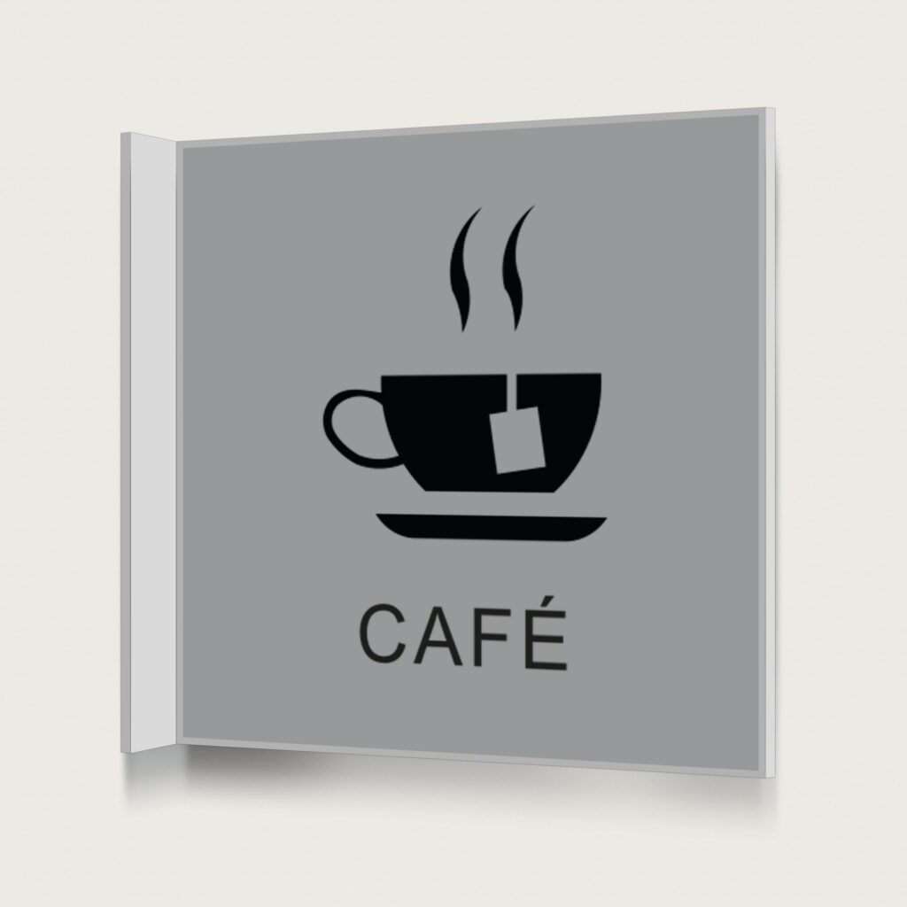 Flaggskylt Café 2 Silver 150 x 150 mm
