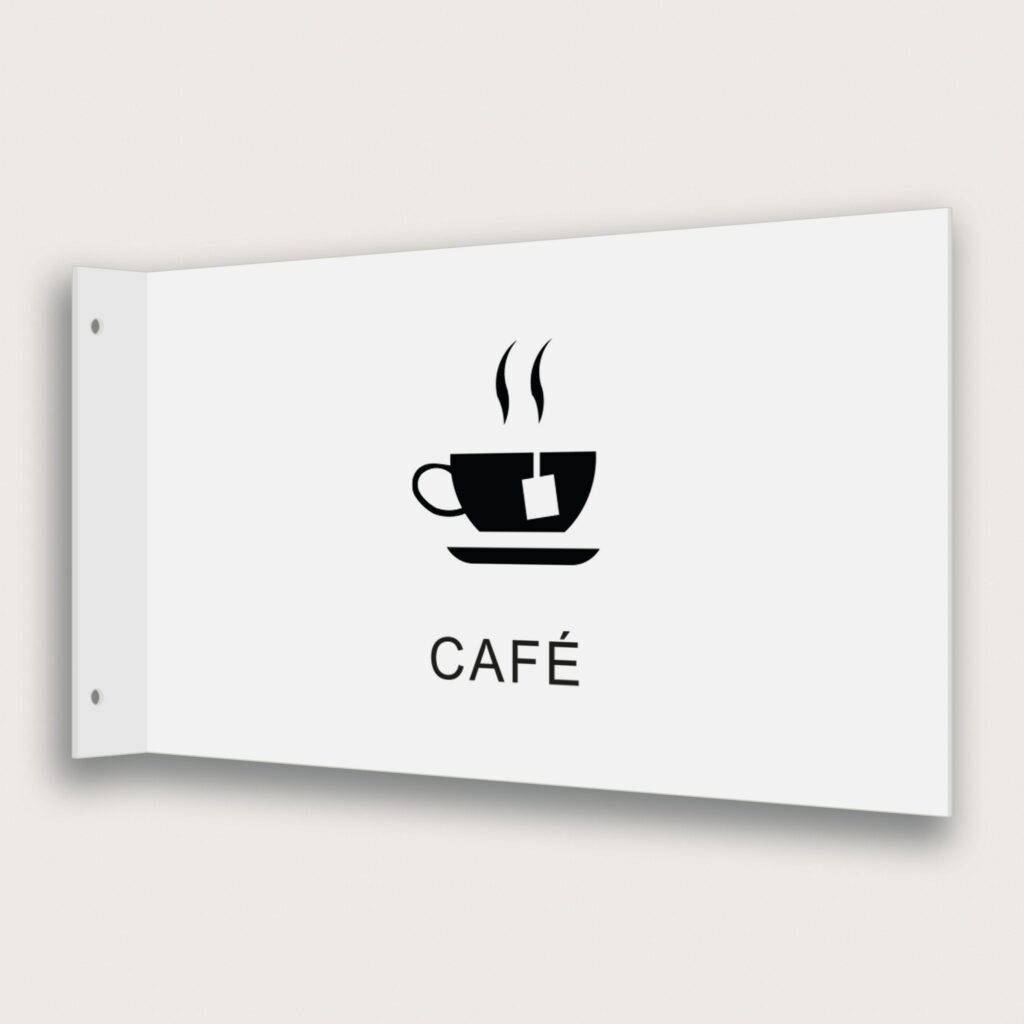 Flaggskylt Café Vit 295 x 180 mm