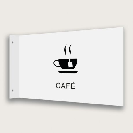 Flaggskylt Café Vit 295 x 180 mm