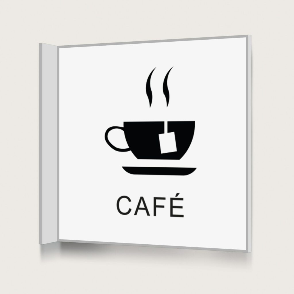 Flaggskylt Café 2 Vit 150 x 150 mm