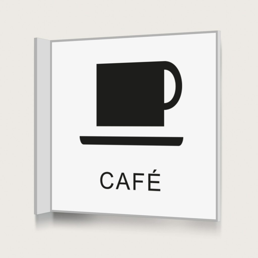 Flaggskylt Café Vit 150 x 150 mm