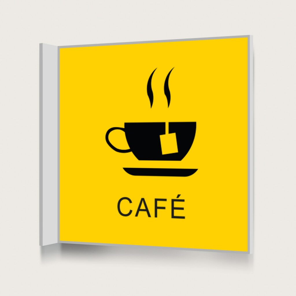 Flaggskylt Café Gul 2 150 x 150 mm