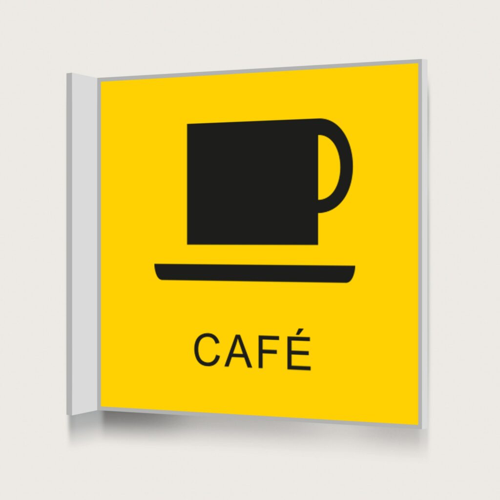 Flaggskylt Café Gul 150 x 150 mm