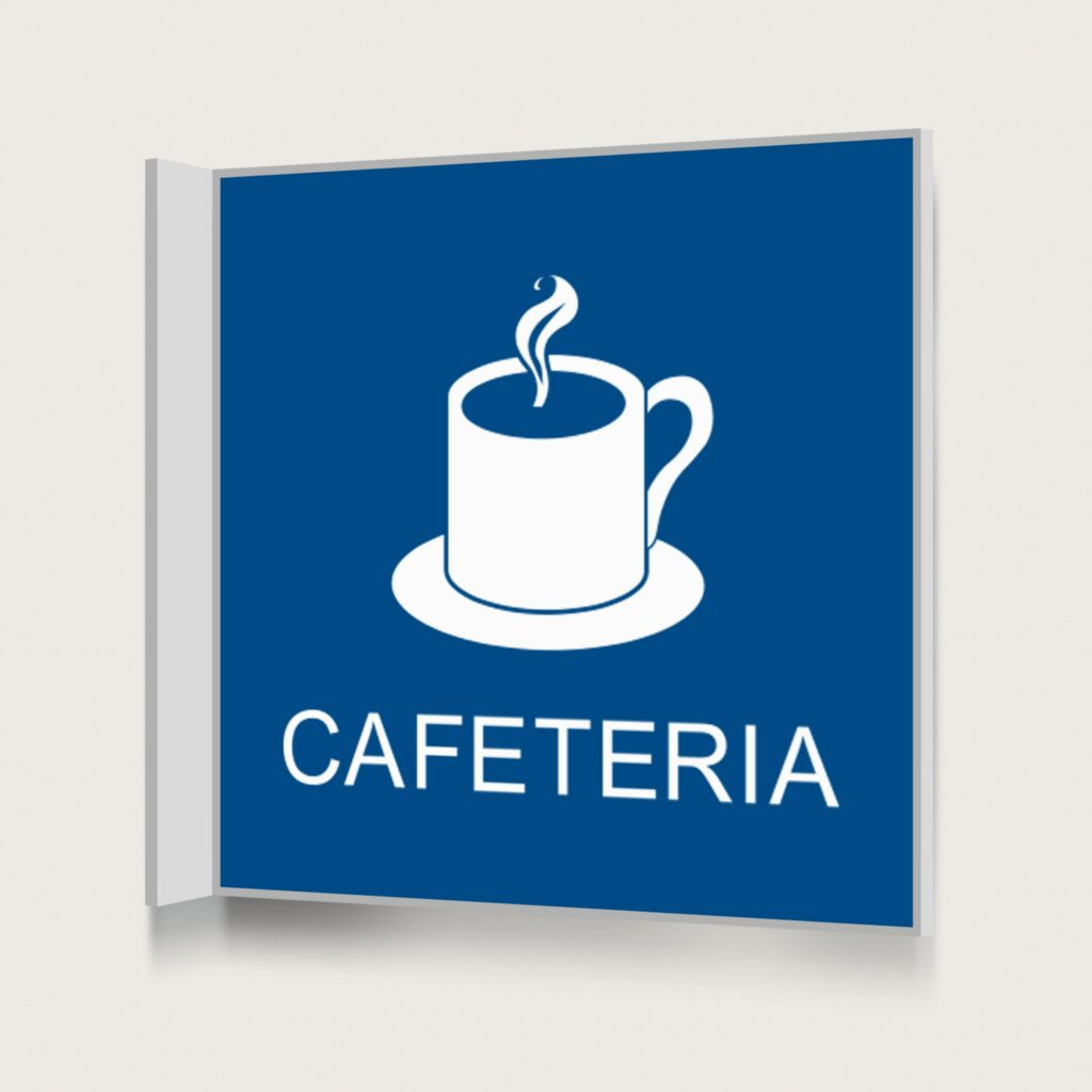 Flaggskylt Cafeteria Blå 150 x 150 mm