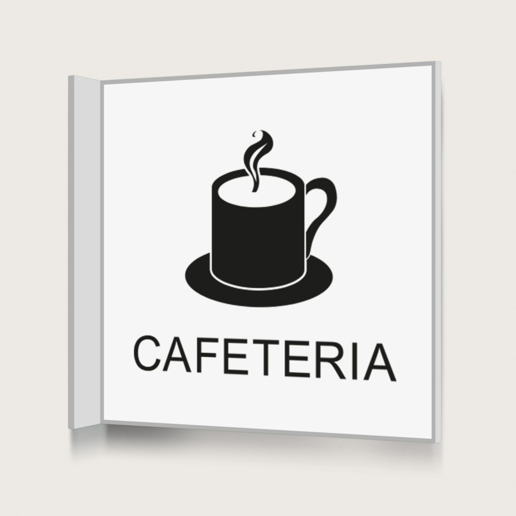 Flaggskylt Cafeteria Vit 150 x 150 mm