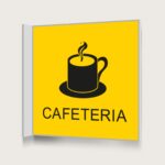 Flaggskylt Cafeteria Gul 150 x 150 mm