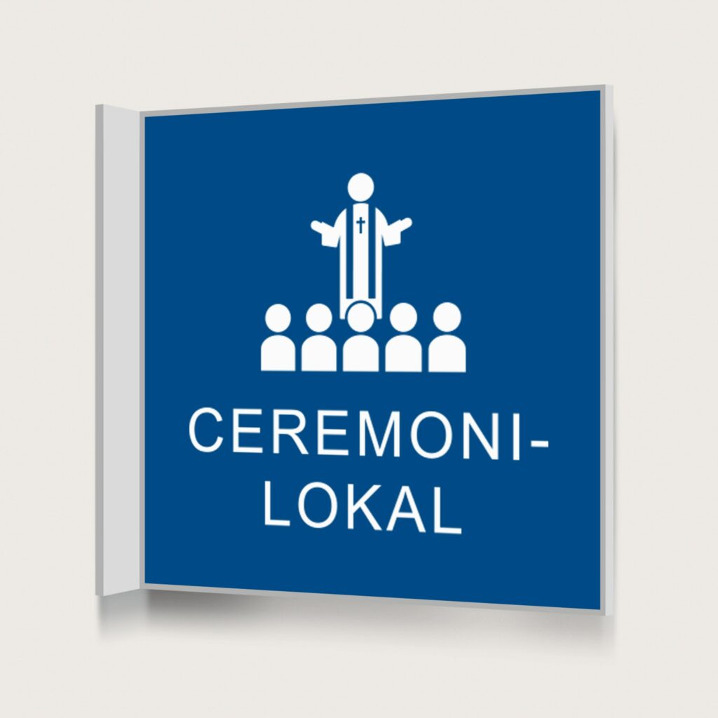 Flaggskylt Ceremonilokal Blå 150 x 150 mm