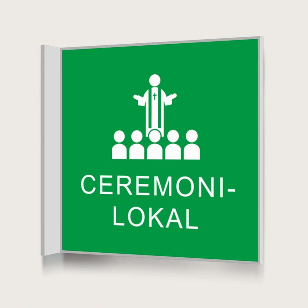 Flaggskylt Ceremonilokal Grön 150 x 150 mm