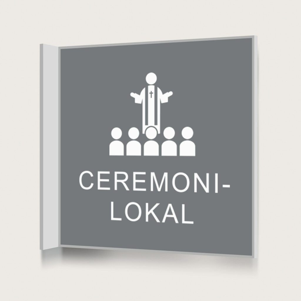 Flaggskylt Ceremonilokal Grå 150 x 150 mm