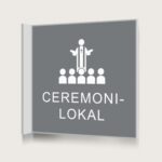 Flaggskylt Ceremonilokal Grå 150 x 150 mm