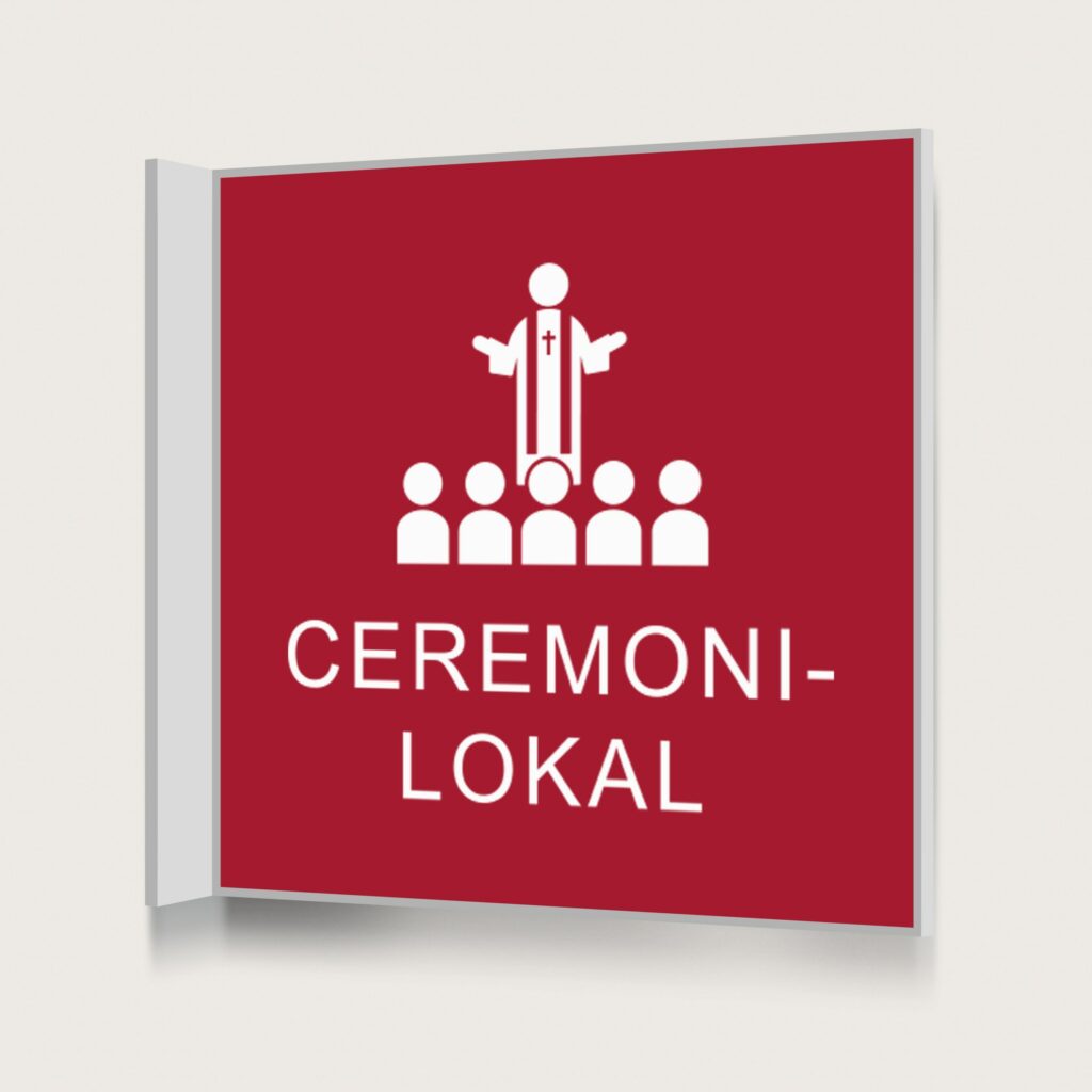 Flaggskylt Ceremonilokal Röd 150 x 150 mm