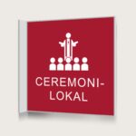 Flaggskylt Ceremonilokal Röd 150 x 150 mm
