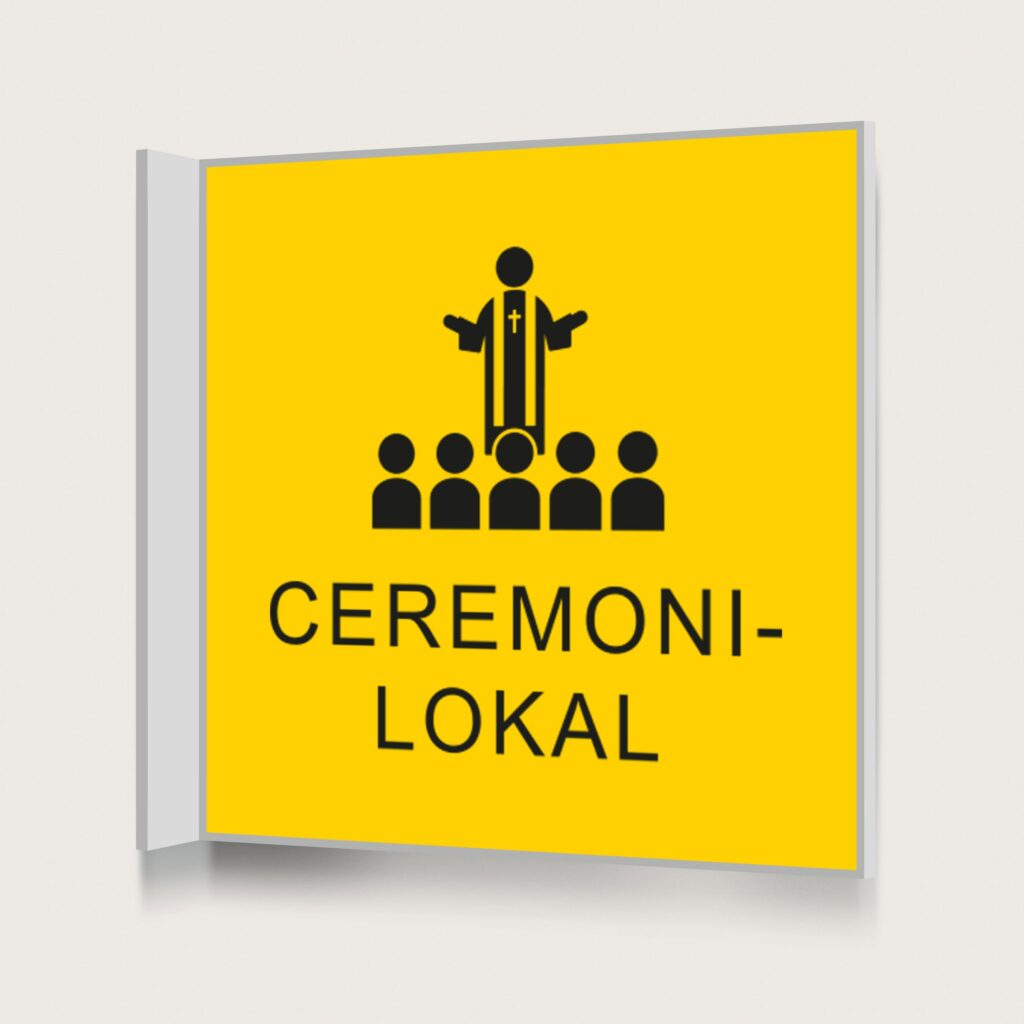Flaggskylt Ceremonilokal Gul 150 x 150 mm