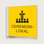 Flaggskylt Ceremonilokal Gul 150 x 150 mm