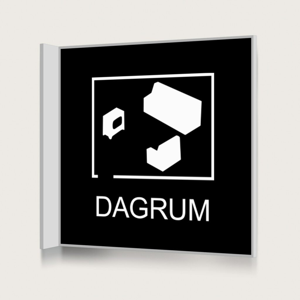 Flaggskylt Dagrum Svart 150 x 150 mm