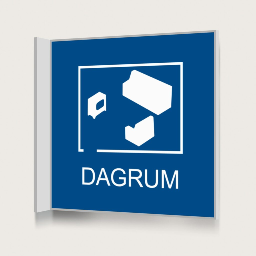 Flaggskylt Dagrum Blå 150 x 150 mm