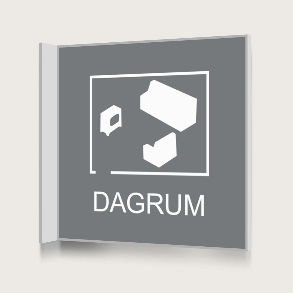 Flaggskylt Dagrum Grå 150 x 150 mm