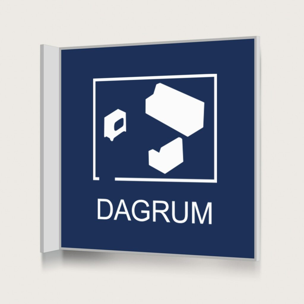 Flaggskylt Dagrum Mörkblå 150 x 150 mm