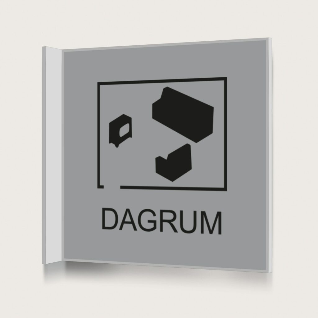 Flaggskylt Dagrum Silver 150 x 150 mm