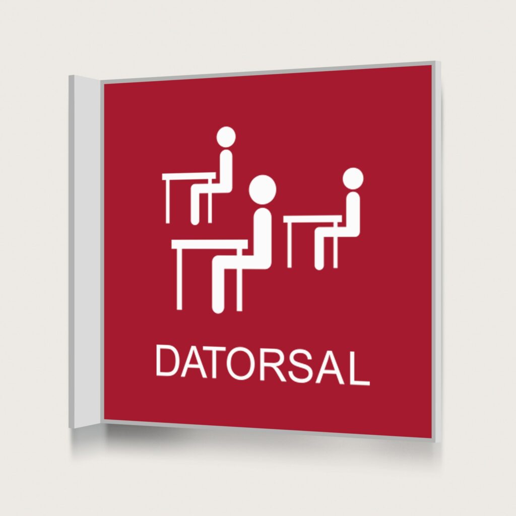 Flaggskylt Datorsal Röd 150 x 150 mm