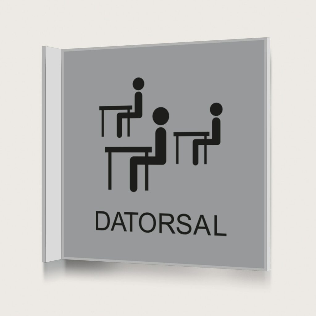 Flaggskylt Datorsal Silver 150 x 150 mm
