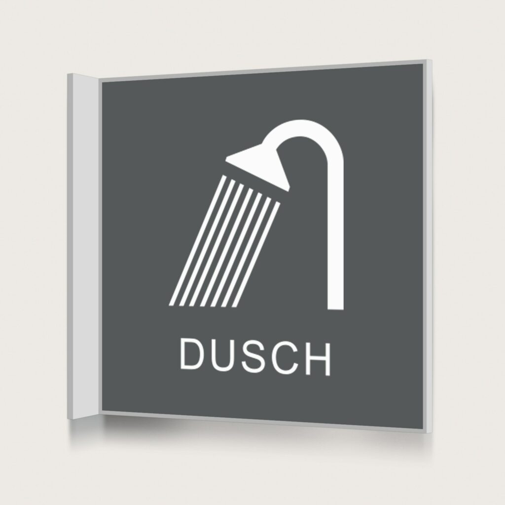 Flaggskylt Dusch Charcoal 150 x 150 mm