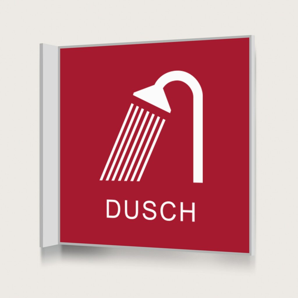Flaggskylt Dusch Röd 150 x 150 mm