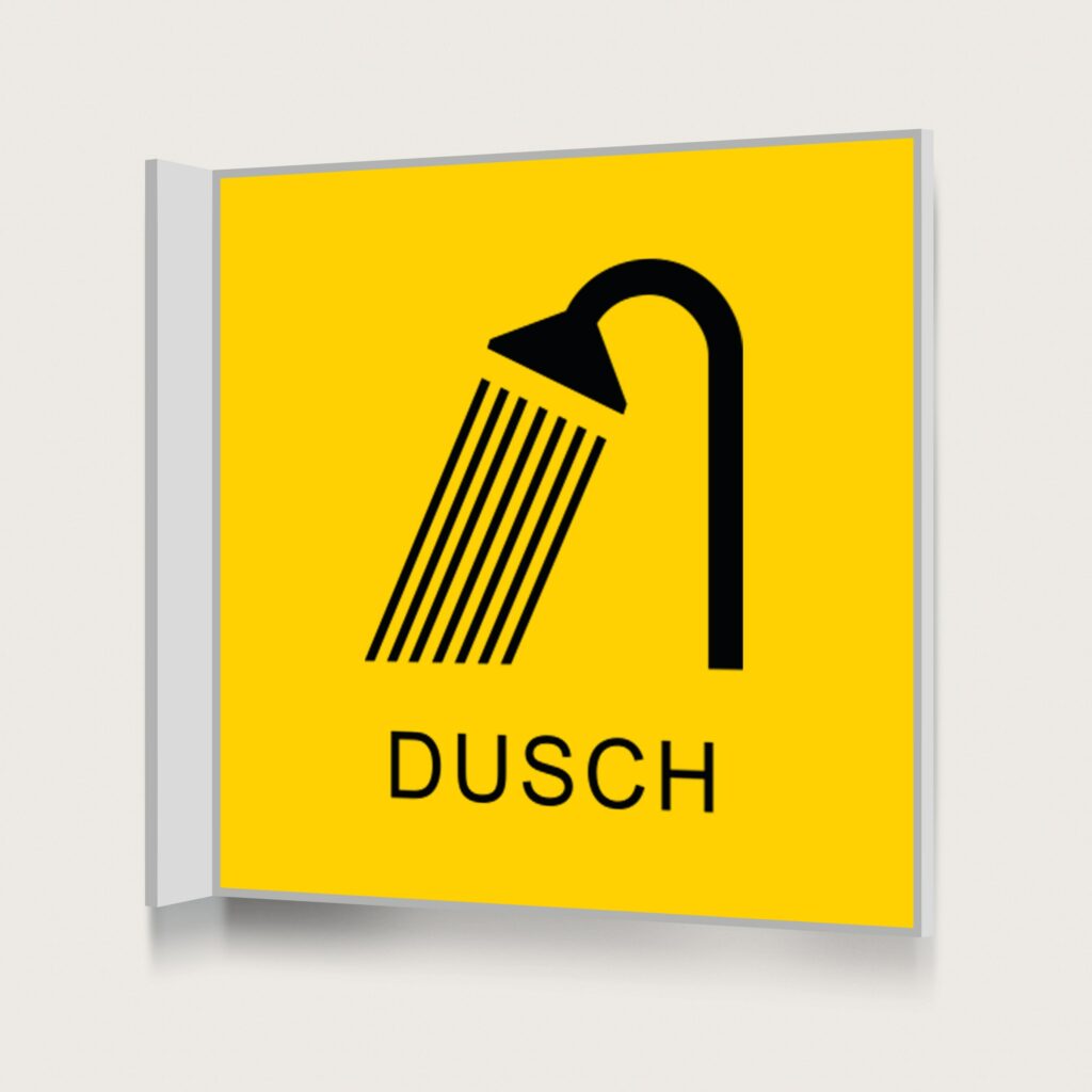 Flaggskylt Dusch Gul 150 x 150 mm