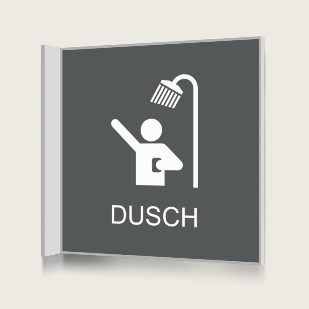 Flaggskylt Dusch 2 Charcoal 150 x 150 mm