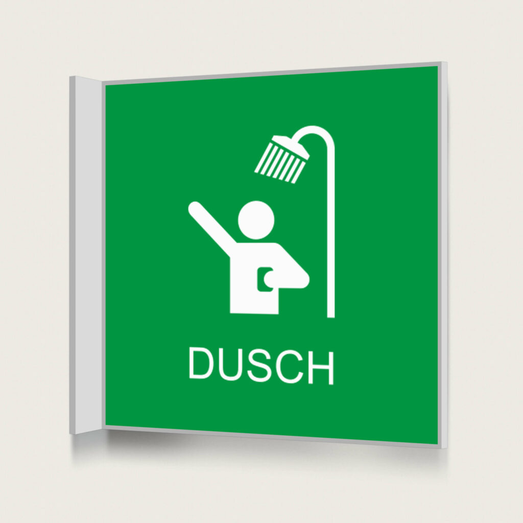 Flaggskylt Dusch 2 Grön 150 x 150 mm