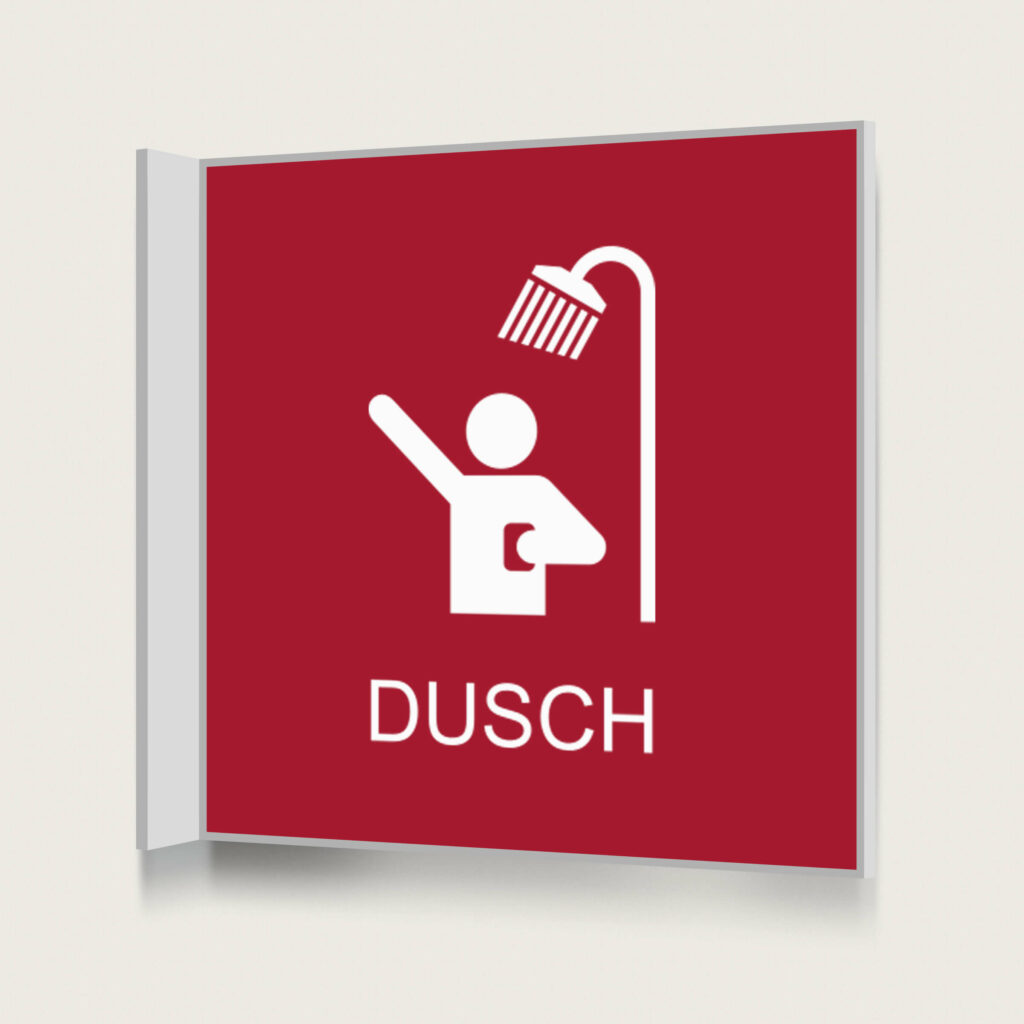 Flaggskylt Dusch 2 Röd 150 x 150 mm