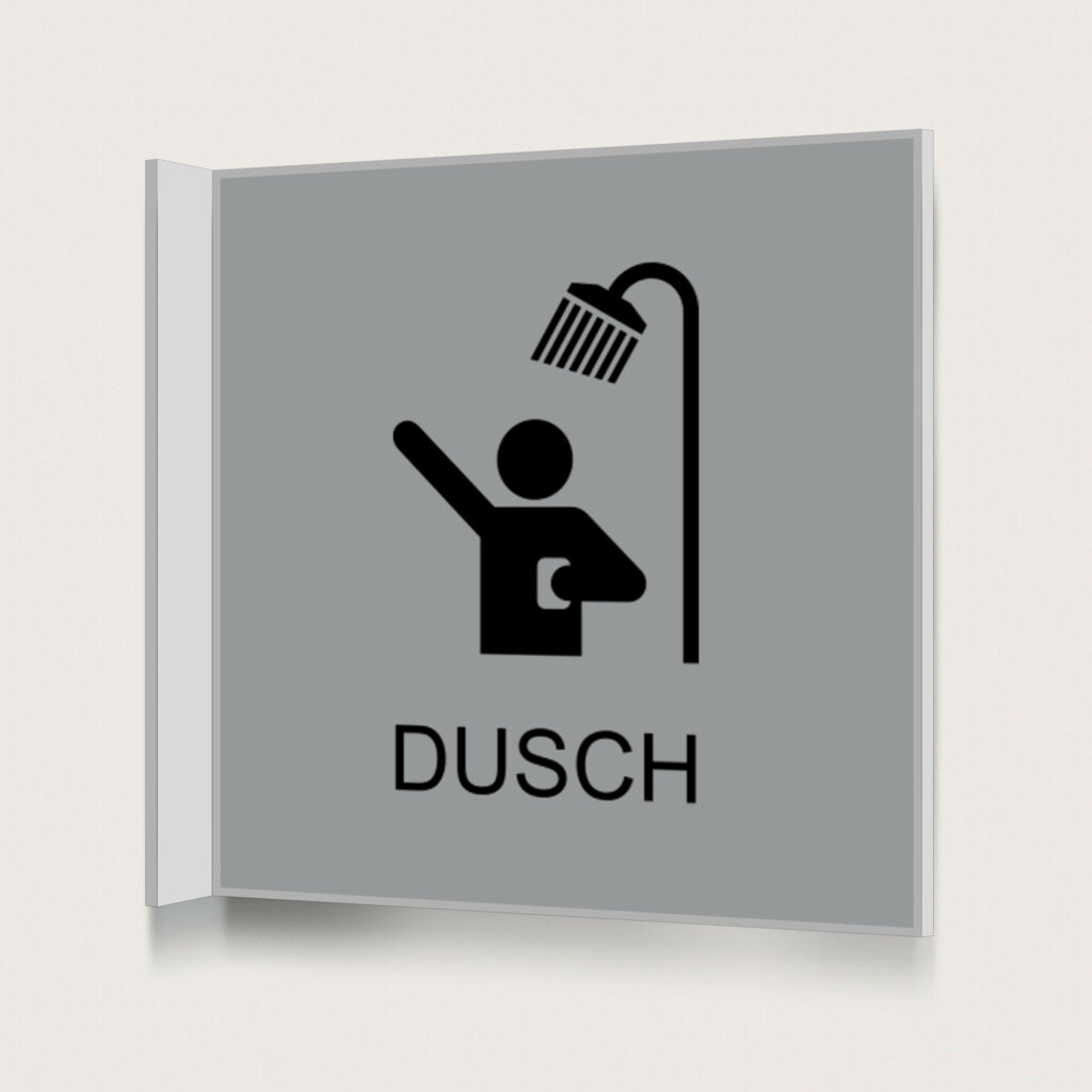 Flaggskylt Dusch 2 Silver 150 x 150 mm