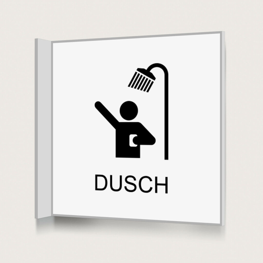 Flaggskylt Dusch 2 Vit 150 x 150 mm