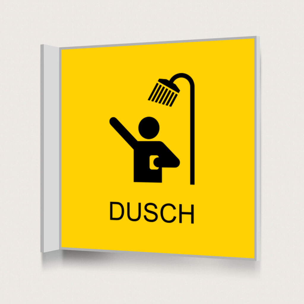 Flaggskylt Dusch 2 Gul 150 x 150 mm