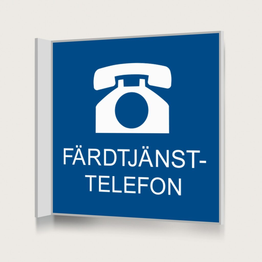 Flaggskylt Färdtjänsttelefon Blå 150 x 150 mm