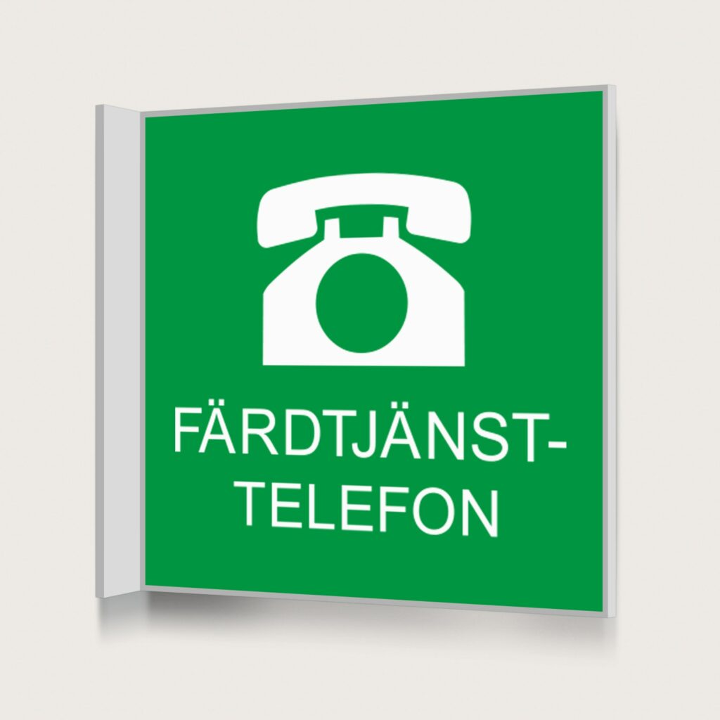 Flaggskylt Färdtjänsttelefon Grön 150 x 150 mm