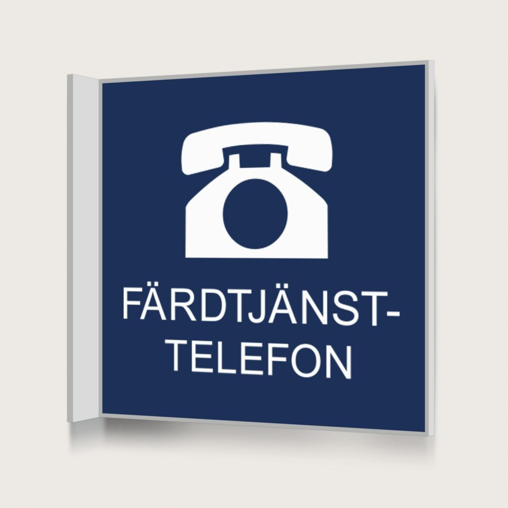 Flaggskylt Färdtjänsttelefon Mörkblå 150 x 150 mm