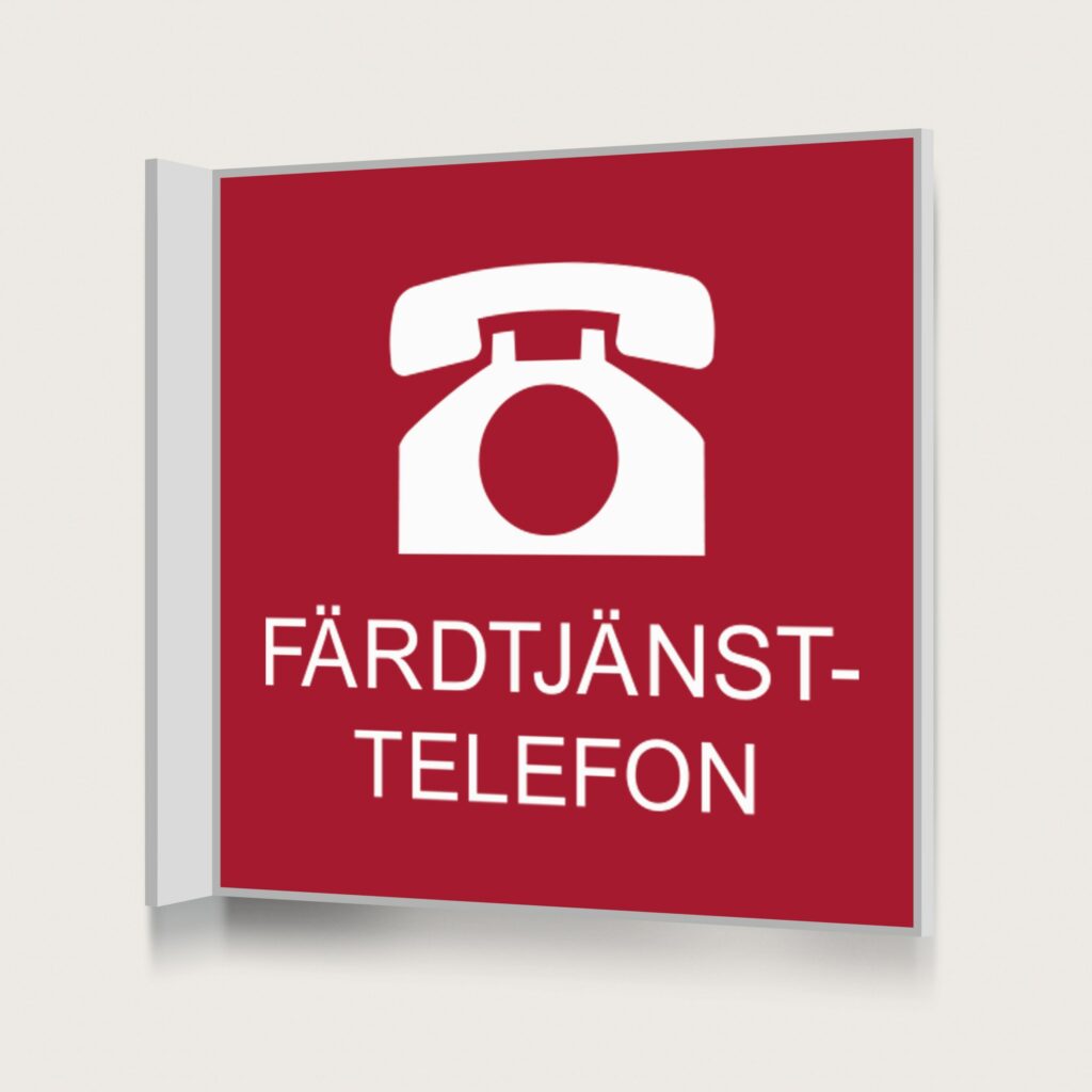 Flaggskylt Färdtjänsttelefon Röd 150 x 150 mm