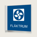 Flaggskylt Fläktrum Blå 150 x 150 mm