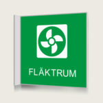 Flaggskylt Fläktrum Grön 150 x 150 mm
