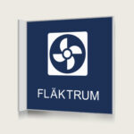 Flaggskylt Fläktrum Mörkblå 150 x 150 mm