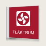 Flaggskylt Fläktrum Röd 150 x 150 mm