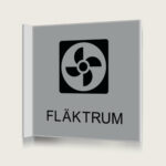 Flaggskylt Fläktrum Silver 150 x 150 mm