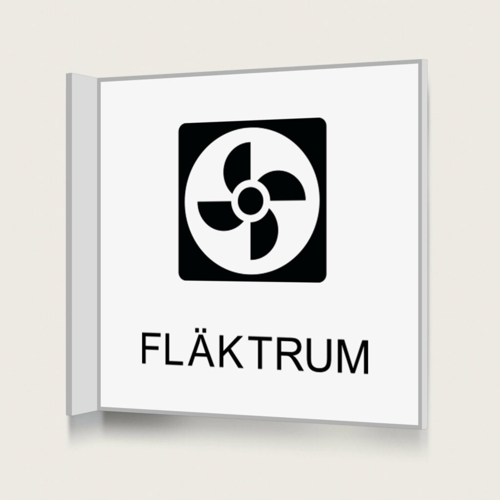 Flaggskylt Fläktrum Vit 150 x 150 mm