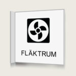 Flaggskylt Fläktrum Vit 150 x 150 mm