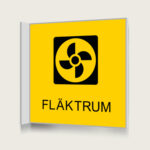 Flaggskylt Fläktrum Gul 150 x 150 mm