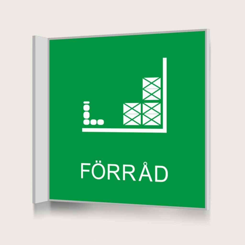 Flaggskylt Förråd Grön 150 x 150 mm