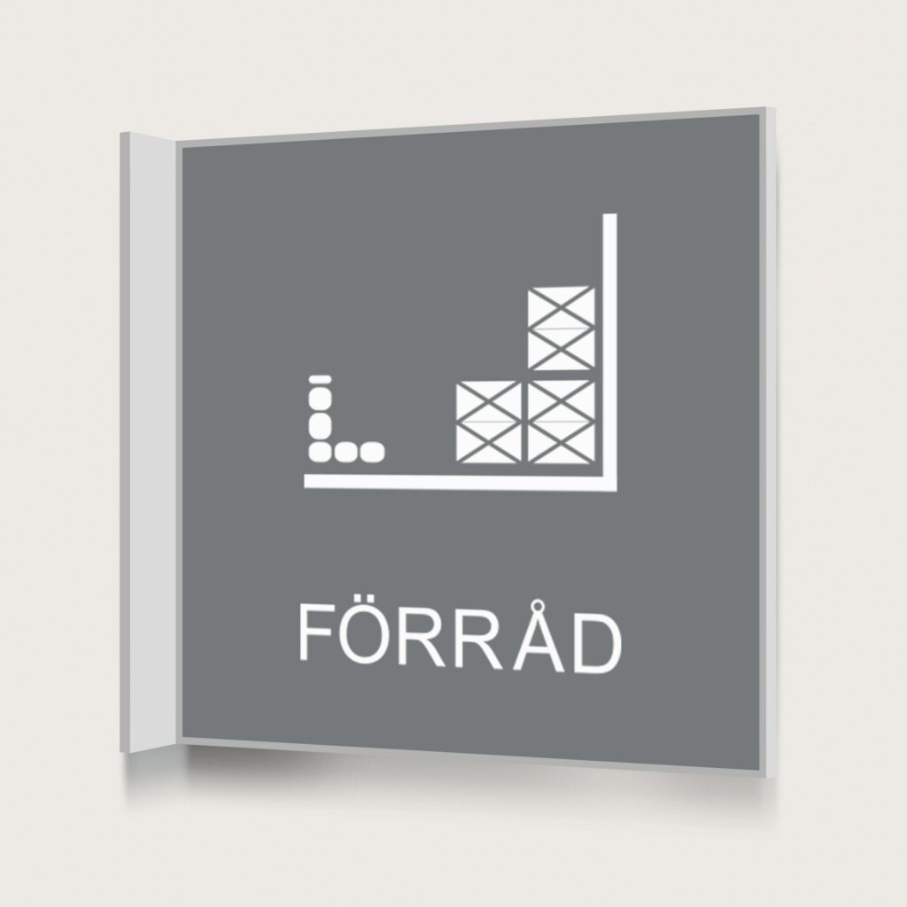 Flaggskylt Förråd Grå 150 x 150 mm